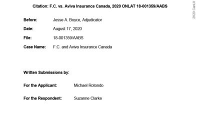 F.C. v Aviva Insurance Canada, 2020 CanLII 63586 (ON LAT)